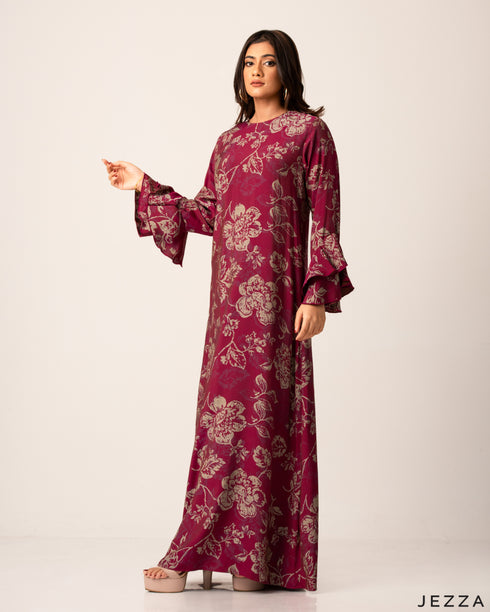 Elegant Printed Polyester A-Line Dress 61272